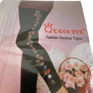 Queentex Womens Fashion Footless Tights One Size Fits 5"‎ to 10" 100-165 LBS